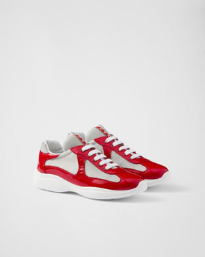 Baskets Prada America’s Cup en tissu Bike rouge
