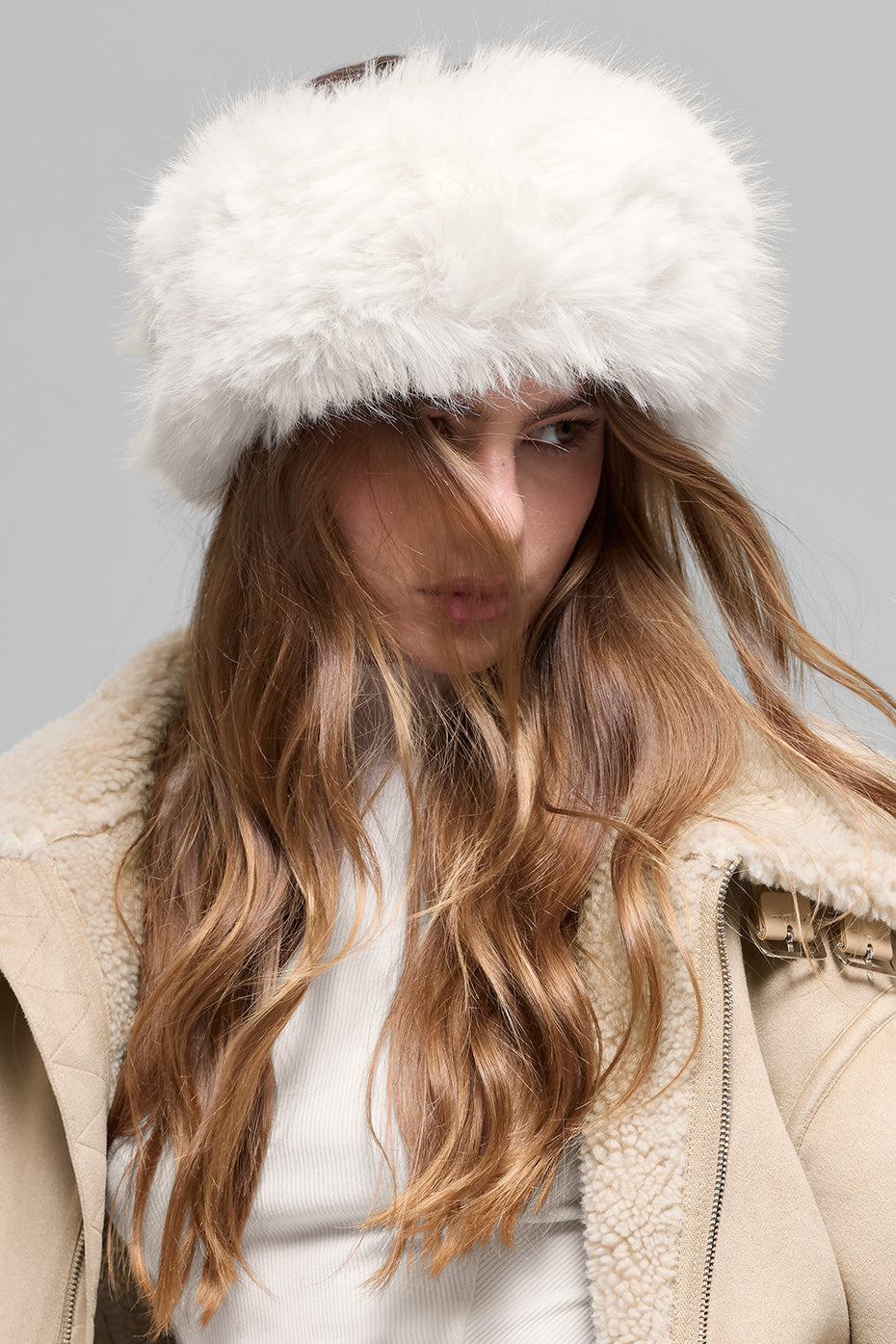 Opulent Faux Fur Wintersun Headband - Ivory