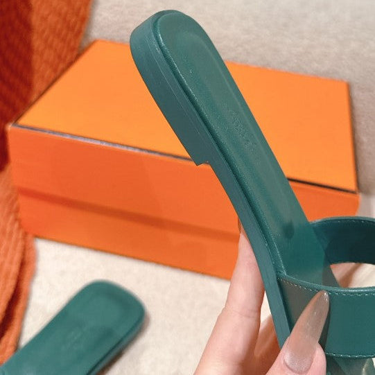 Hermes - Claquettes Vert Bouteille