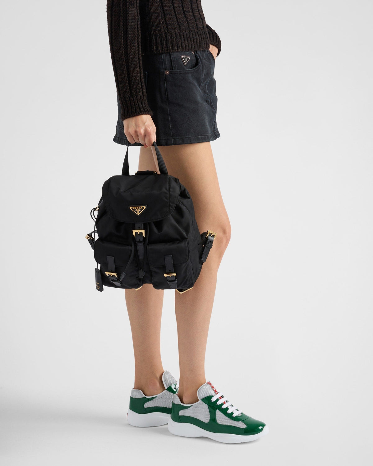 Baskets Prada America’s Cup en tissu Bike vert