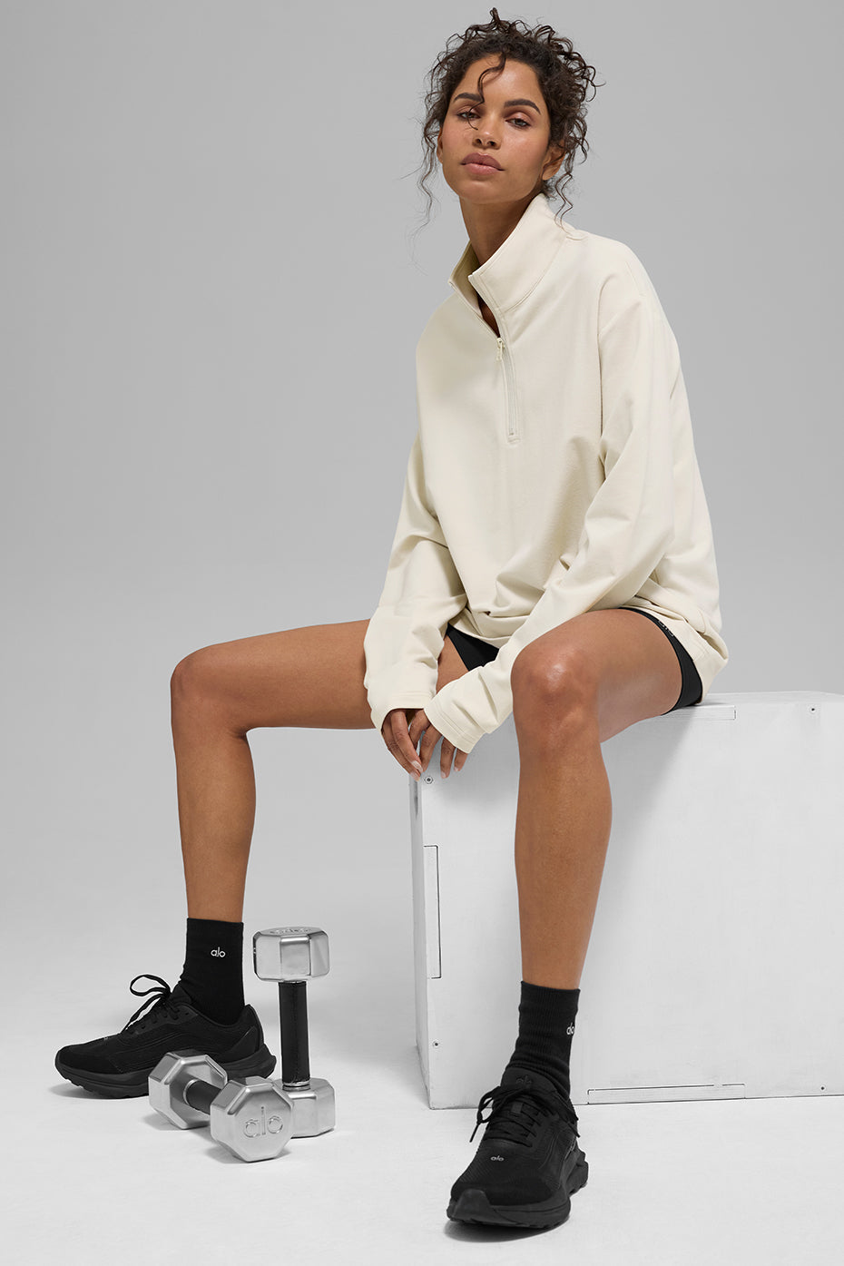Double Take Long Sleeve 1/4 Zip - Bone