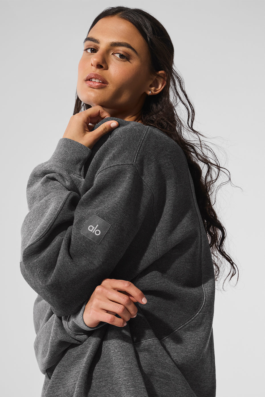 Make Waves Crew Neck Pullover - Dark Heather Grey Tonal