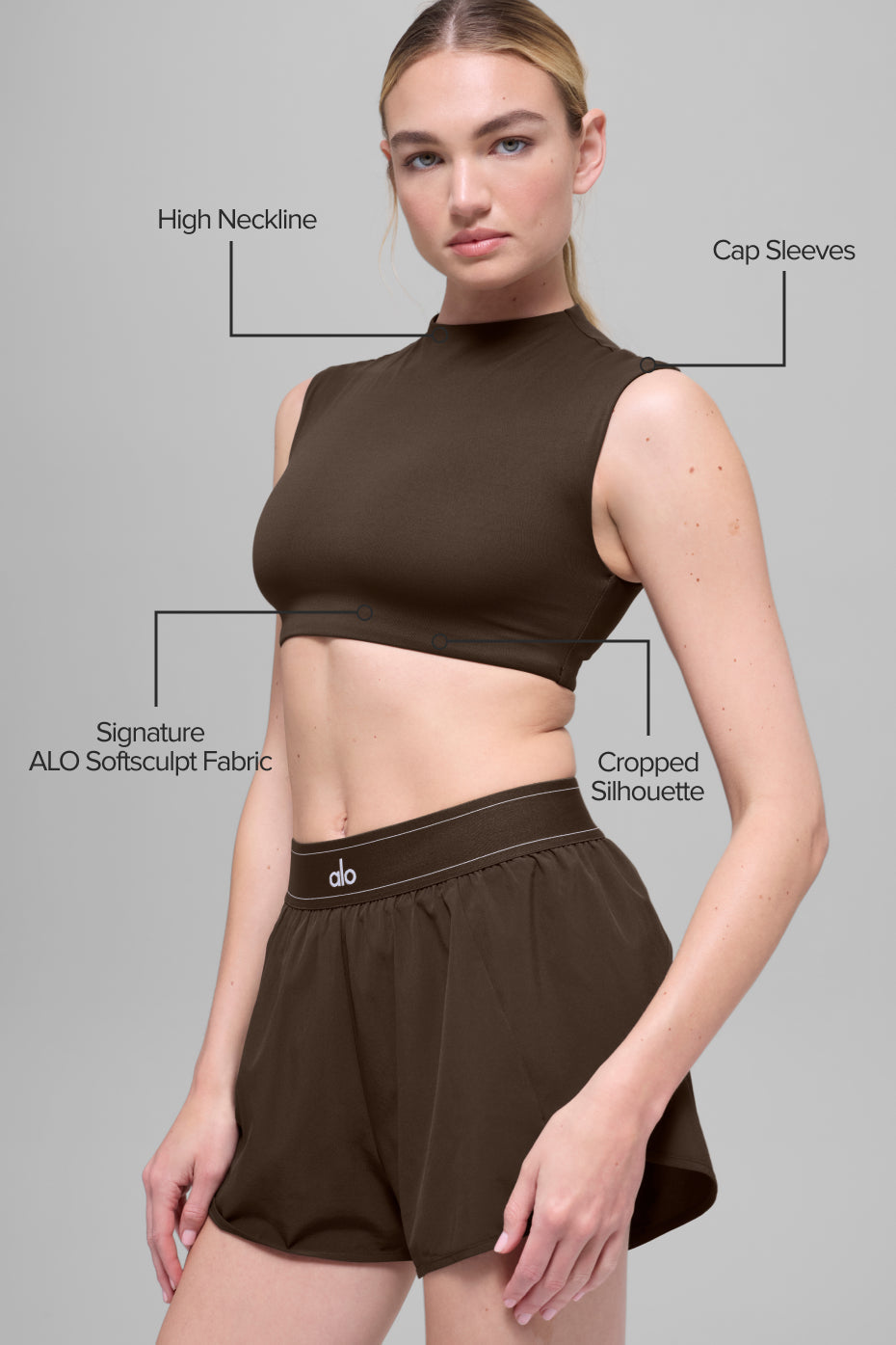 ALO Softsculpt Capped Out Short Sleeve - Espresso