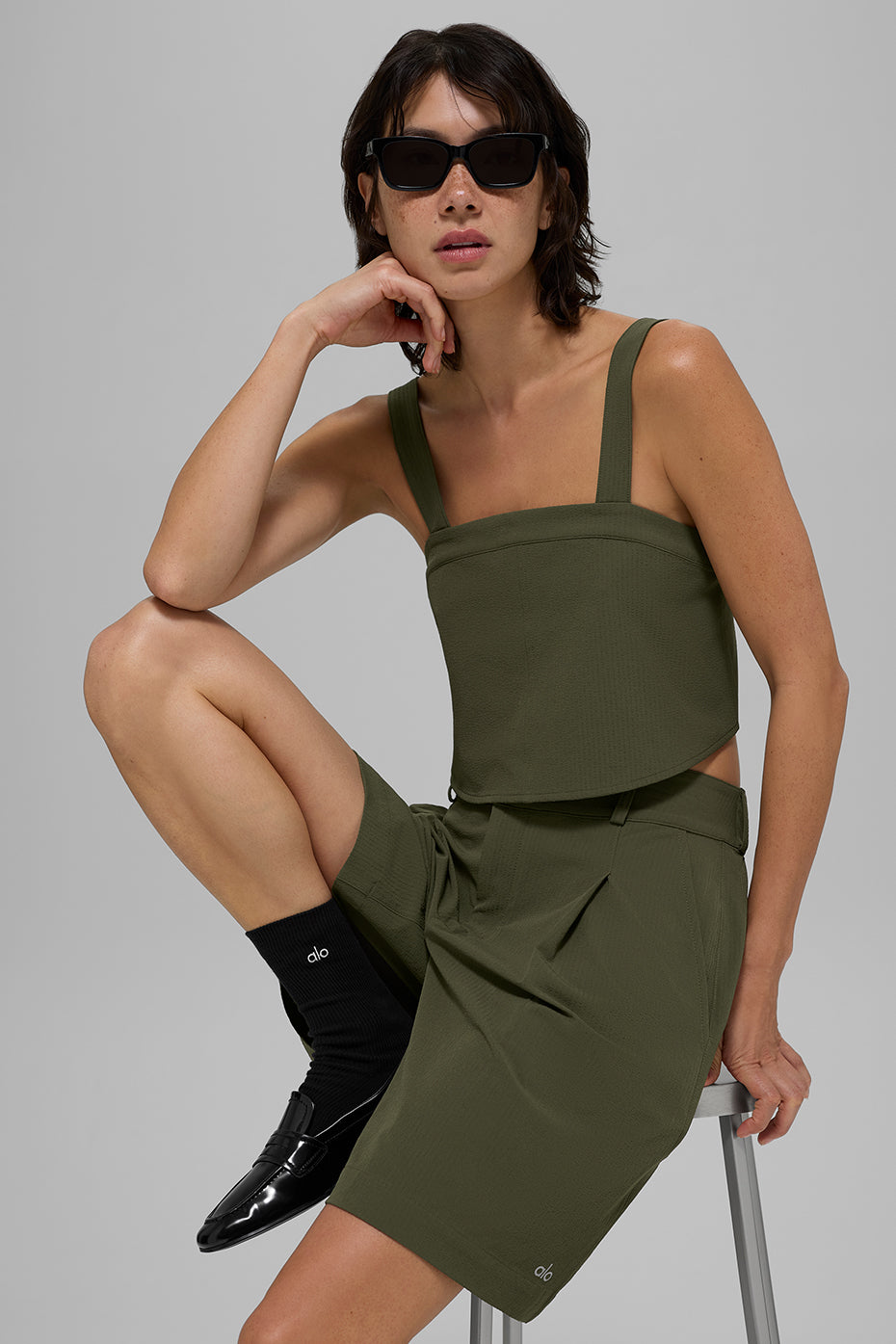 Cropped Dreamscape Tank - Green Olive