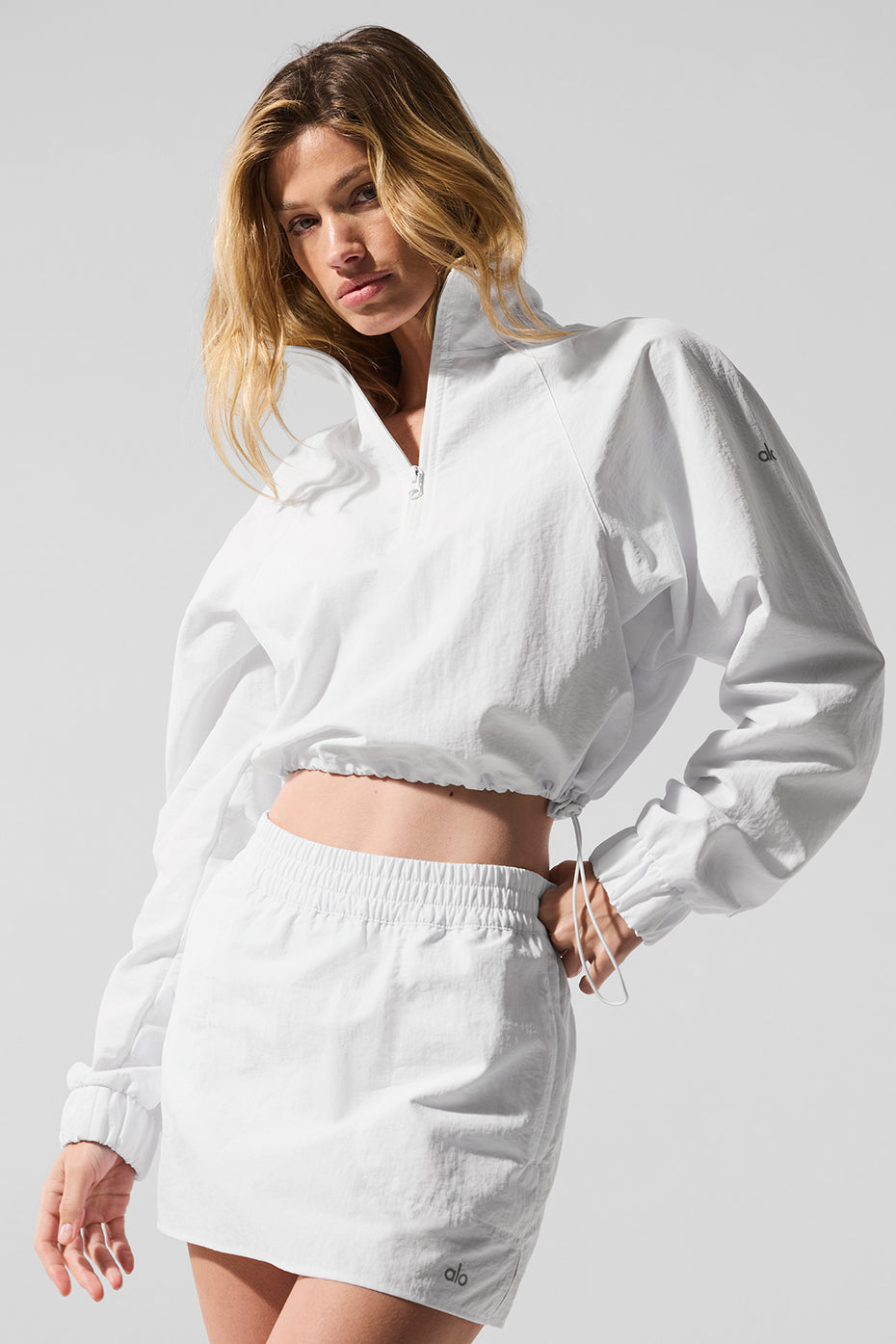 Cropped 1/4 Zip Alumni Pullover - White
