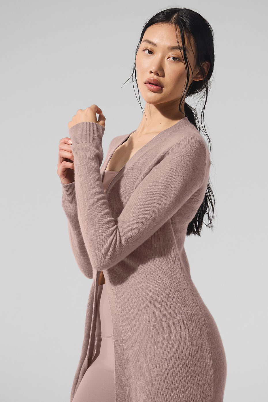 Sheer Cashmere Long Cardigan - Taupe