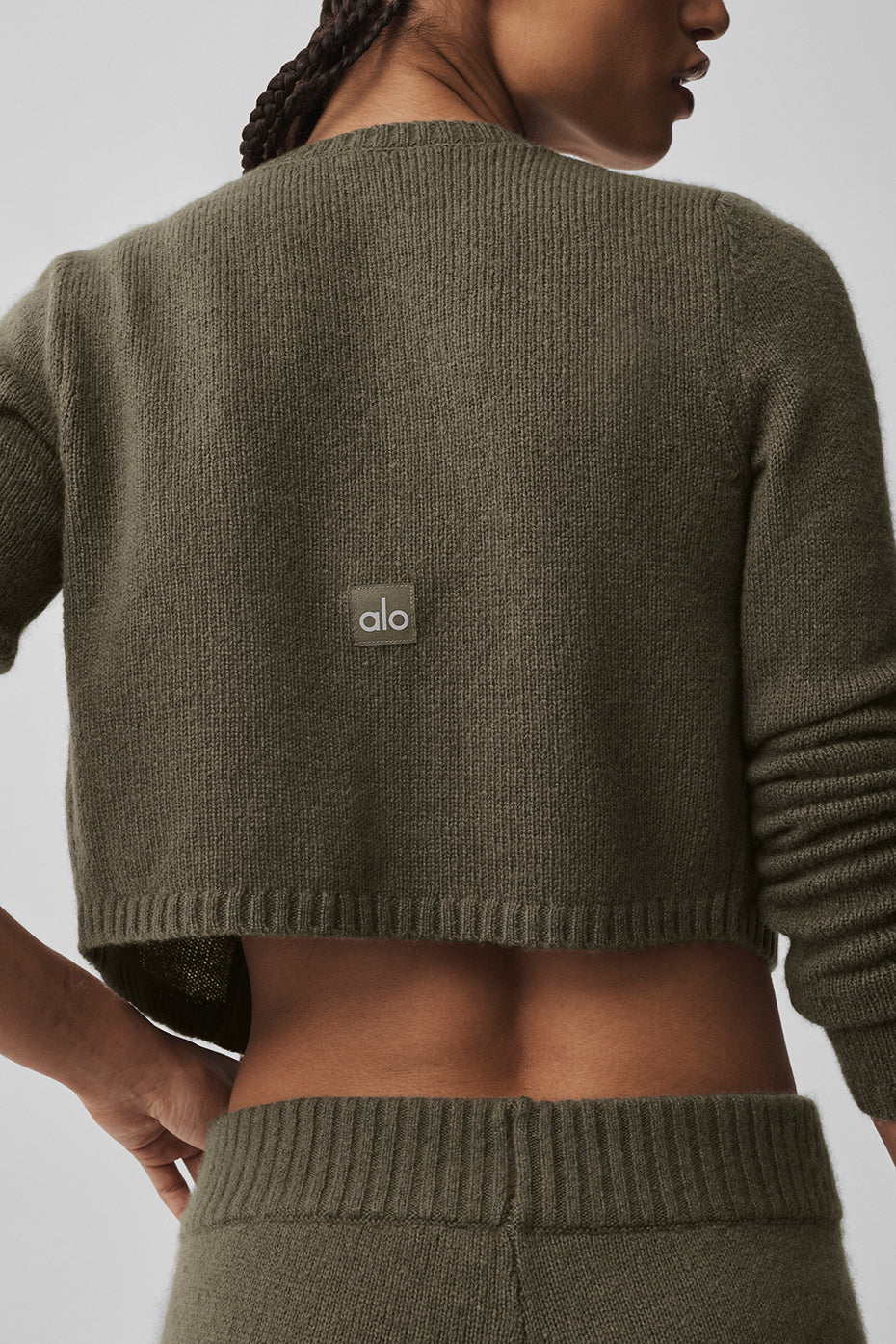 Wool Cashmere New Class Cropped Cardigan - Olive Tree