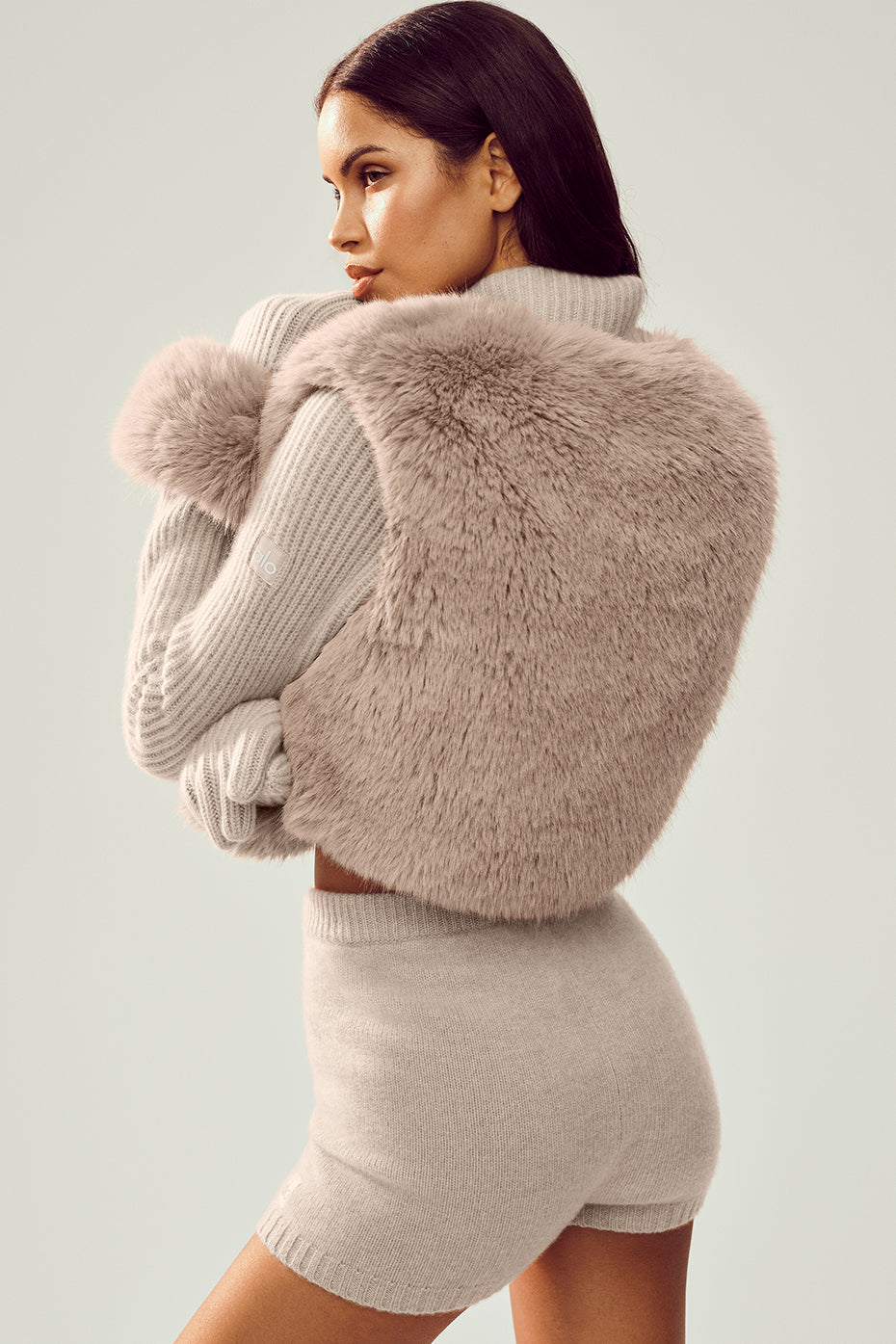 Faux Fur Cashmere Northstar Full Zip - Oat Heather