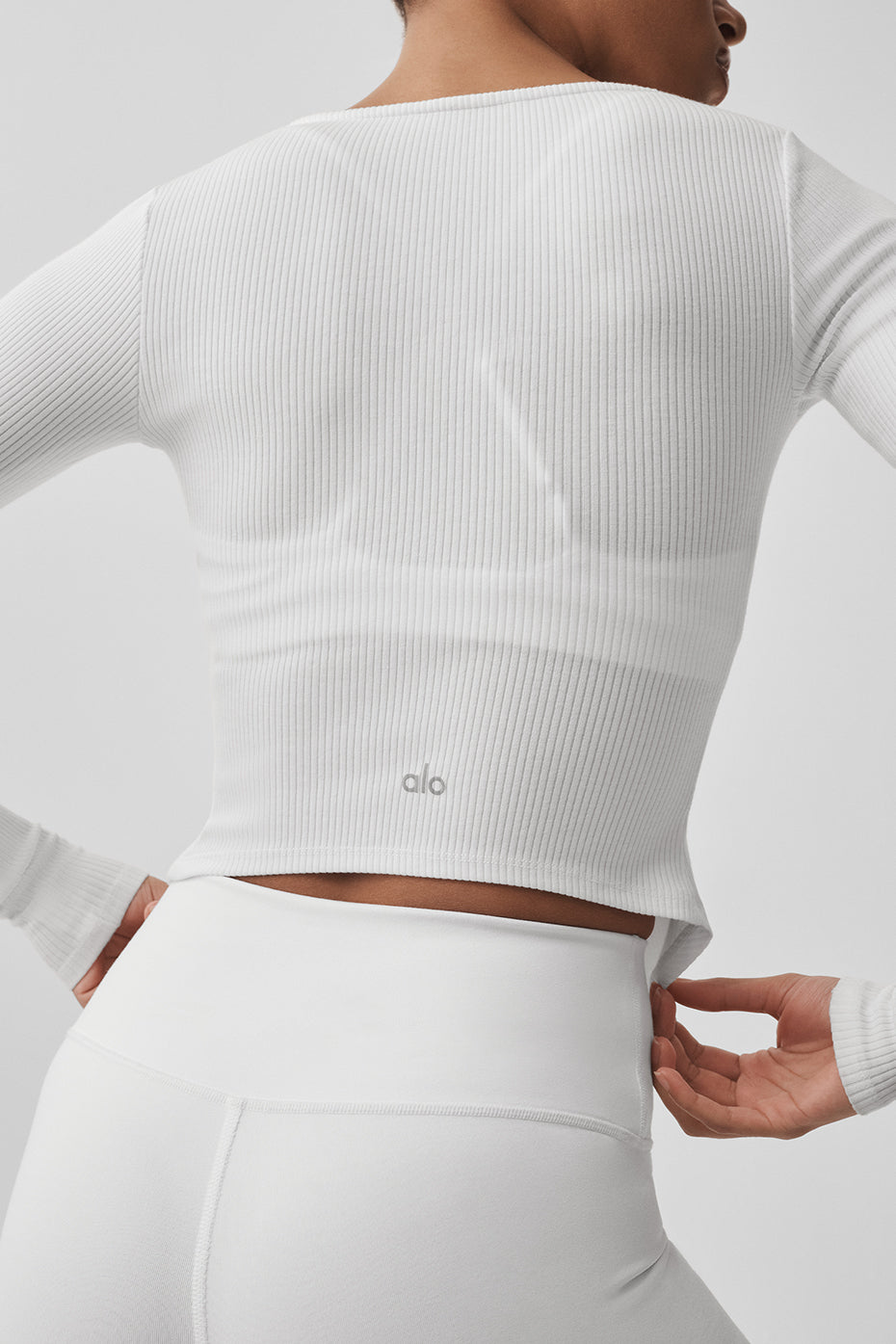 Ribbed Stardust Long Sleeve - White
