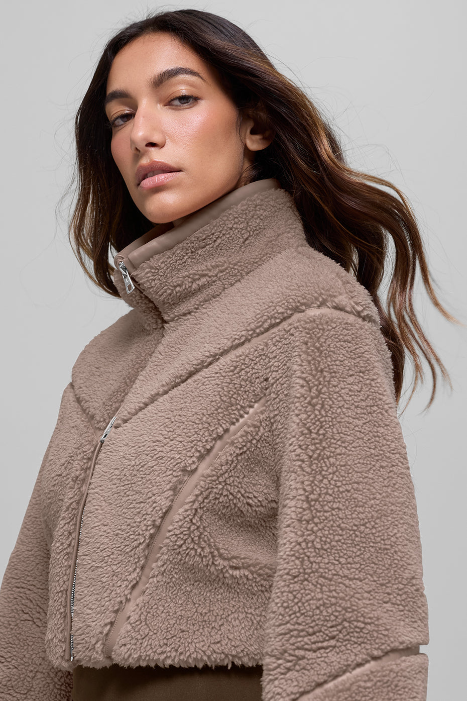 Sherpa Cropped Slope Side Jacket - Chai Latte