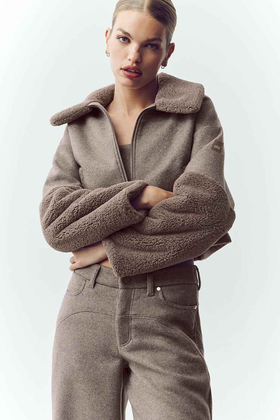Wool Blend Nightfall Bomber - Alpine Cocoa Heather