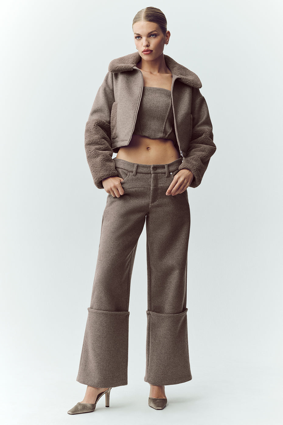 Wool Blend Nightfall Bomber - Alpine Cocoa Heather