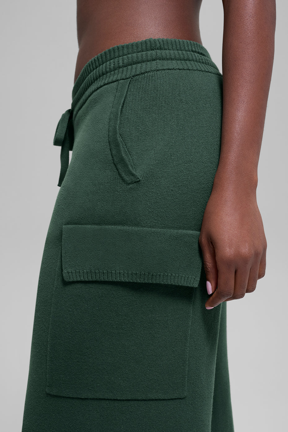 Scholar Knit High-Waist Cargo Pant - Clover Green