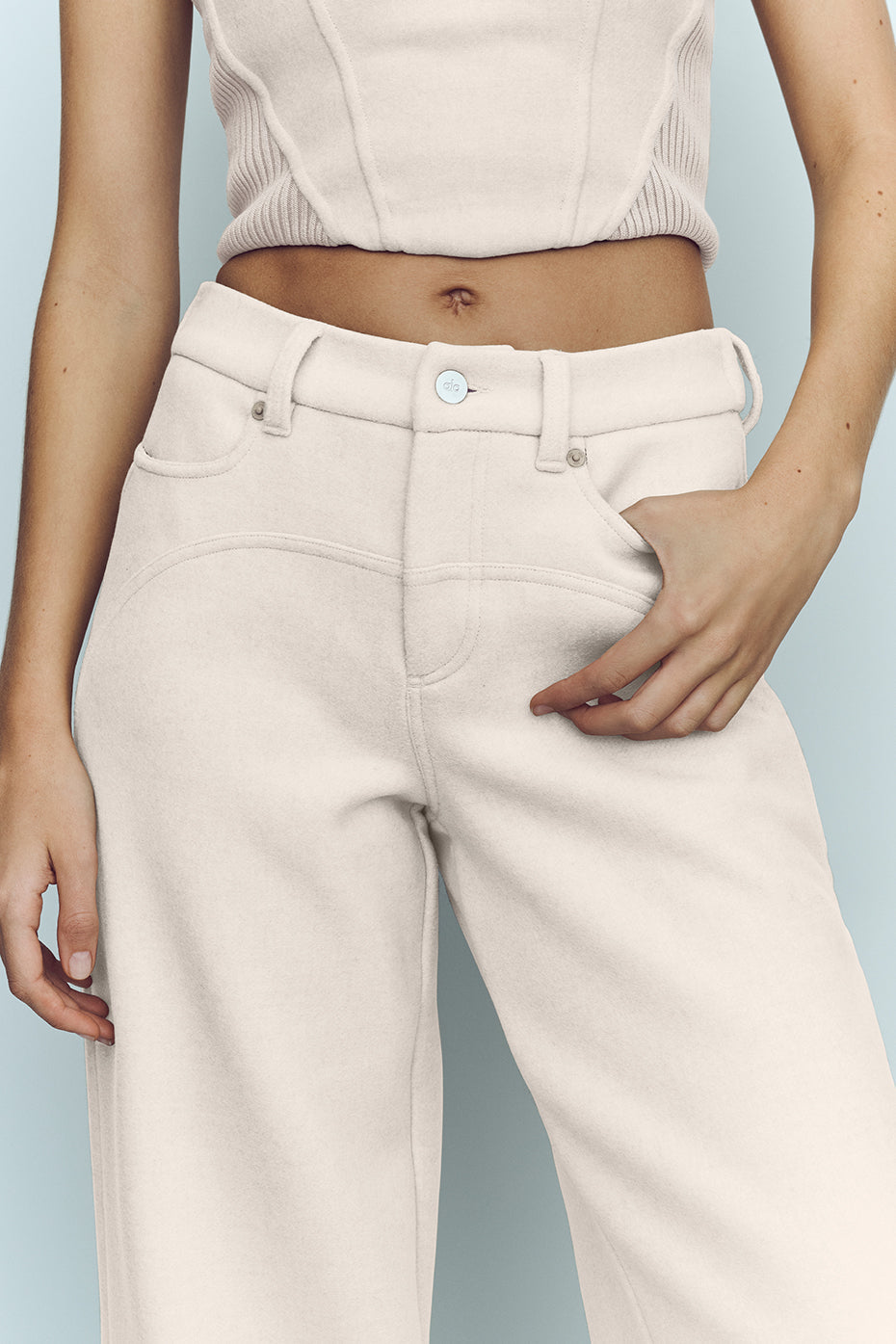 Wool Blend Nightcap Wide Leg Pant - Cafe Au Lait