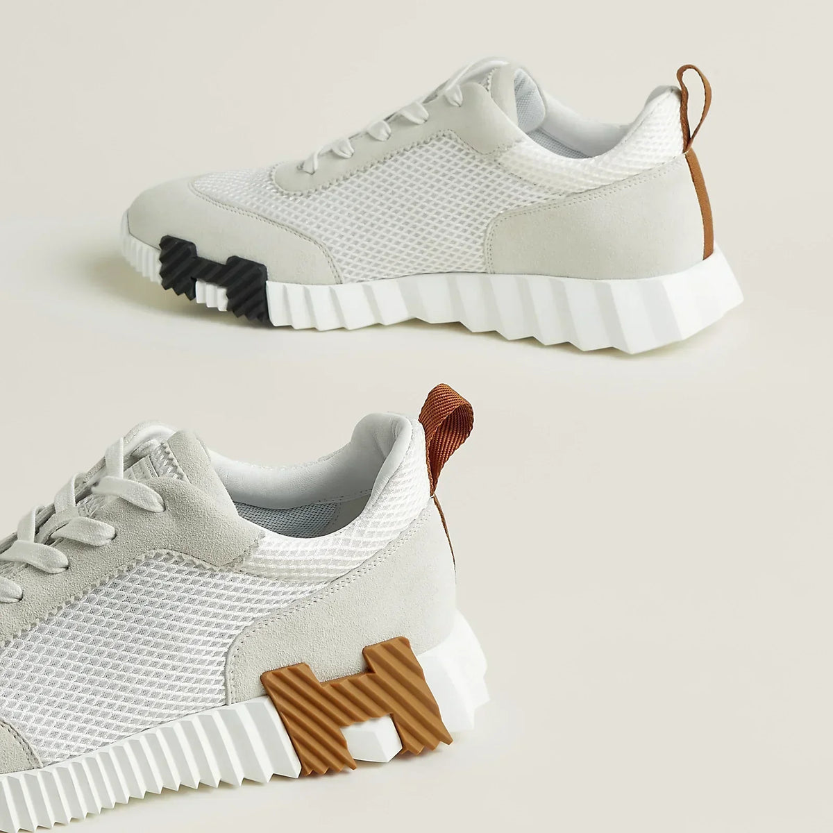 Hermès Bouncing blanc/maron/noir